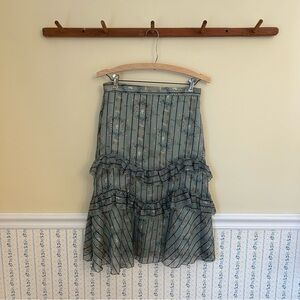 Eva Franco Floral Striped Midi Skirt